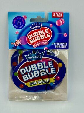 3 Original Dubble Bubble Gum Balls Scented Car Air Fresheners